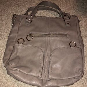 Deena & Ozzy Taupe Leather Crossbody Bag